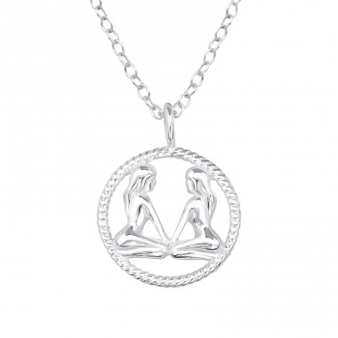 Gemini Zodiac Sign - 925 Sterling Silver Necklace without stones A4S38805