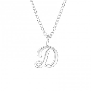 "D" Letter - 925 Sterling Silver Necklace Without Stones A4S39788