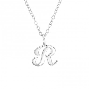 "R" letter - 925 Sterling Silver Necklace Without Stones A4S39790