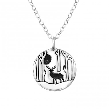 Deer - 925 Sterling Silver Necklace without stones A4S39805