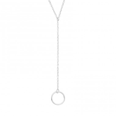 Hanging circle in "Y" shape - 925 Sterling Silver Necklace Without Stones A4S39979