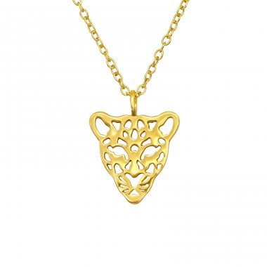 Goldplated Leopard - 925 Sterling Silver Necklace Without Stones A4S40414