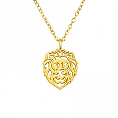 Goldplated Lion - 925 Sterling Silver Necklace Without Stones A4S40415