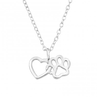 Heart And Paw - 925 Sterling Silver Necklace without stones A4S40421