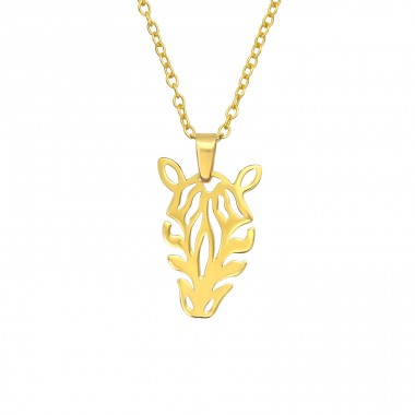 Golden Zebra - 925 Sterling Silver Necklace Without Stones A4S40483