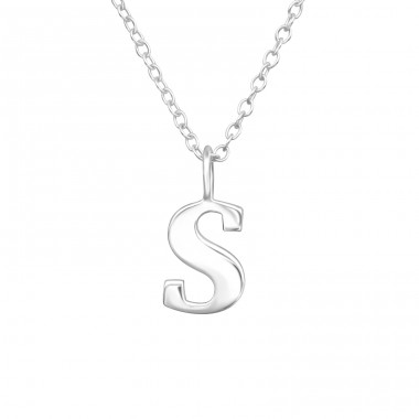 Letter "S" - 925 Sterling Silver Necklace Without Stones A4S41630