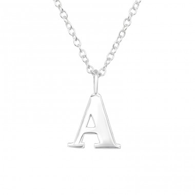 "A" Alphabet Letter for names - 925 Sterling Silver Necklace Without Stones A4S42204