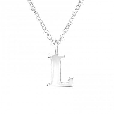 "L" Alphabet Letter for names - 925 Sterling Silver Necklace Without Stones A4S42205