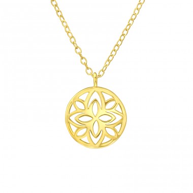 Golden Flower - 925 Sterling Silver Necklace Without Stones A4S43250