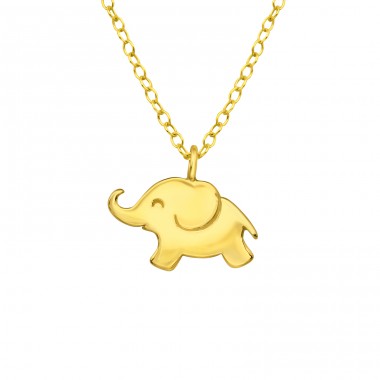 Golden Baby Elephant - 925 Sterling Silver Necklace Without Stones A4S43387