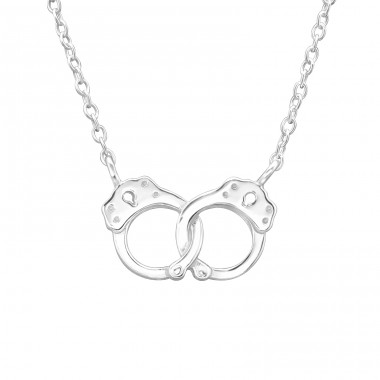 Handcuffs - 925 Sterling Silver Necklace Without Stones A4S43482