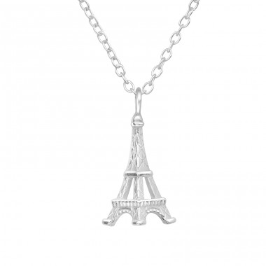 Eiffel Tower in Paris - 925 Sterling Silver Necklace Without Stones A4S43496