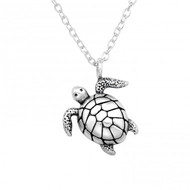 Turtle oxidised - 925 Sterling Silver Necklace Without Stones A4S43505