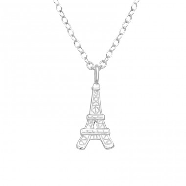 Eiffel Tower in France - 925 Sterling Silver Necklace Without Stones A4S43662