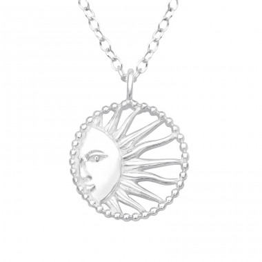 Face Sun - 925 Sterling Silver Necklace Without Stones A4S43710