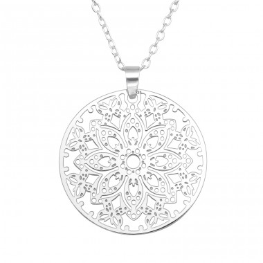 Laser Cut Arabesque - 925 Sterling Silver Necklace without stones A4S43745