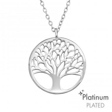 Tree Of Life - Platinum - 925 Sterling Silver Necklace Without Stones A4S44120