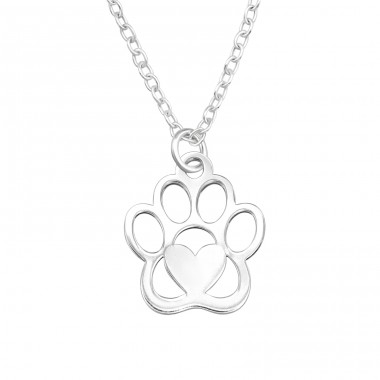 Paw Print - 925 Sterling Silver Necklace without stones A4S44134