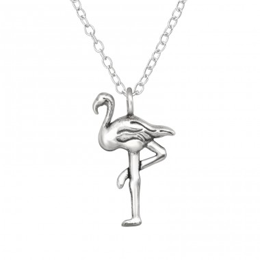 Oxidierter Flamingo - Schmuck Silber 925 Halsketten ohne Steine A4S44141