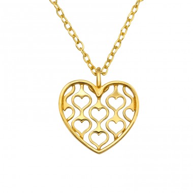 Hearts In A Heart 14k gold plated - 925 Sterling Silver Necklace Without Stones A4S44143