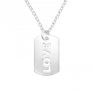 Love on military tag - 925 Sterling Silver Necklace Without Stones A4S44254