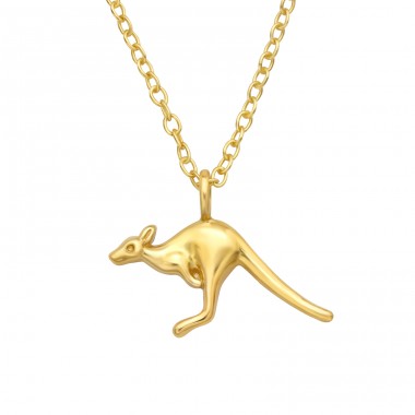 Golden Kangaroo jumping - 925 Sterling Silver Necklace Without Stones A4S44544