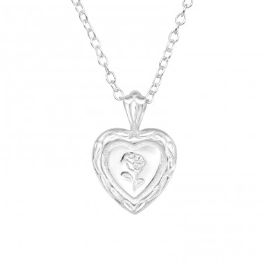 Heart Rose - 925 Sterling Silver Necklace without stones A4S45061