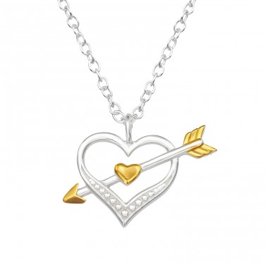 Two tone Heart And Arrow - 925 Sterling Silver Necklace Without Stones A4S45192