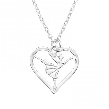 Lasergeschnittene Ballerina - Schmuck 925er Sterlingsilber Halsketten ohne Steine A4S45825