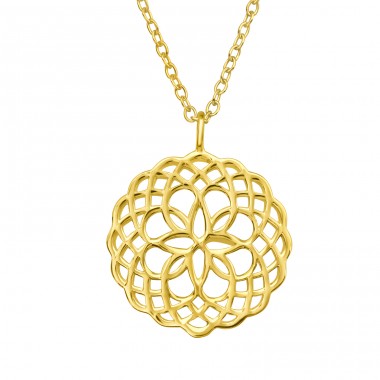 Gold plated Filigree Necklace - 925 Sterling Silver Necklace Without Stones A4S46222