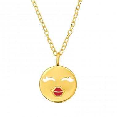 Kissing Face Emoji  - 925 Sterling Silver Necklace Without Stones A4S46276