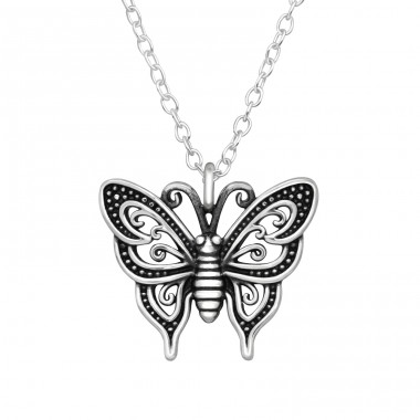 Butterfly oxidized - 925 Sterling Silver Necklace Without Stones A4S46489