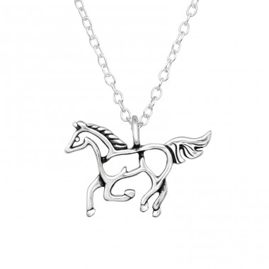 Horse oxidized - 925 Sterling Silver Necklace Without Stones A4S46490