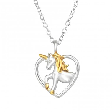 Unicorn Heart - 925 Sterling Silver Necklace without stones A4S46614