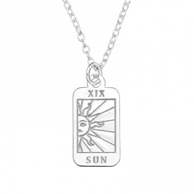 The Sun Tarot Card - 925 Sterling Silver Necklace Without Stones A4S46714