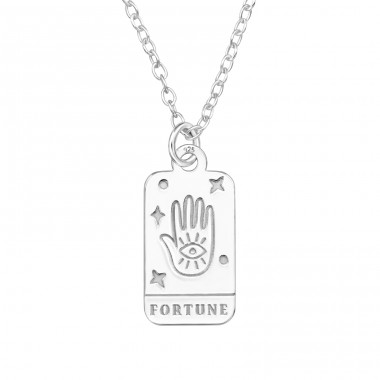 Fortune Card - 925 Sterling Silver Necklace Without Stones A4S46715