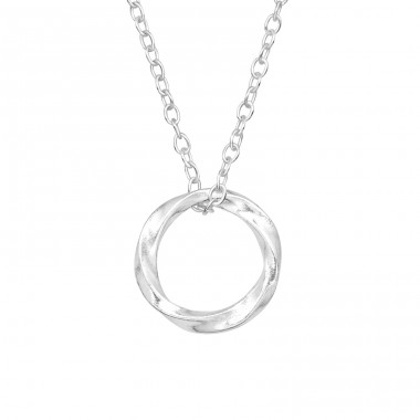 Twisted Circle - 925 Sterling Silver Necklace without stones A4S46719