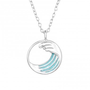 Wave Necklace with chain - 925 Sterling Silver Necklace Without Stones A4S46805