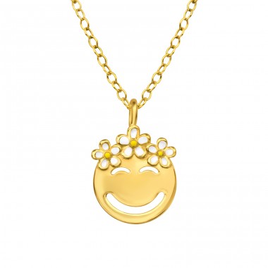 Flower Crowned Emoji - 925 Sterling Silver Necklace without stones A4S46984