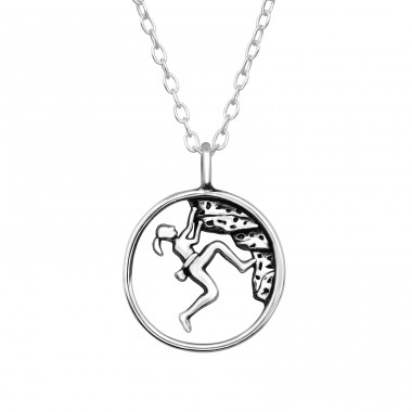 Mountain climber lady - 925 Sterling Silver Necklace Without Stones A4S47001