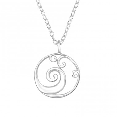 Wave symbol - 925 Sterling Silver Necklace Without Stones A4S47005