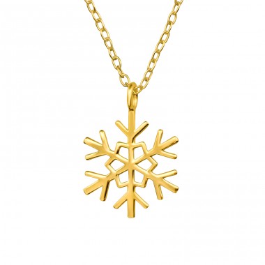 Golden Snowflake - 925 Sterling Silver Necklace Without Stones A4S47015