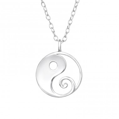 Yin-Yang - 925er Silber Halskette ohne Steine A4S47016