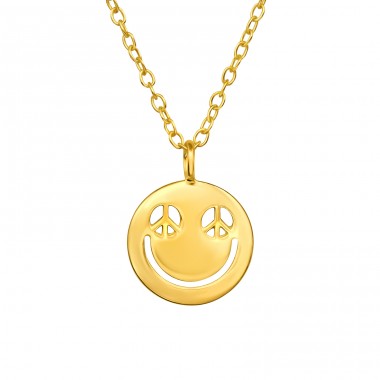 Peace Eyed Emoji - 925 Sterling Silver Necklace without stones A4S47019