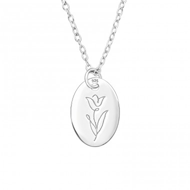 Tulip medallion - 925 Sterling Silver Necklace Without Stones A4S47033