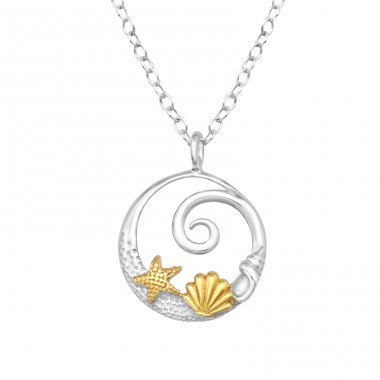 Shell & Starfish - 925 Sterling Silver Necklace without stones A4S47290