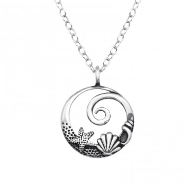 Shell & Starfish - 925 Sterling Silver Necklace without stones A4S47291