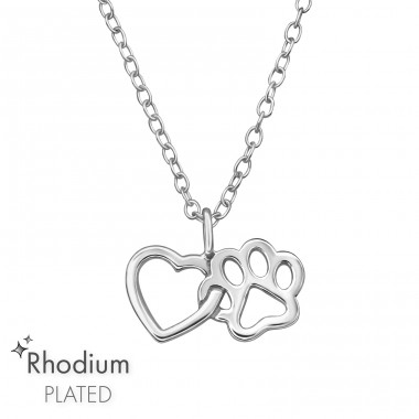 Heart And Paw - 925 Sterling Silver Necklace without stones A4S47457