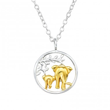 Goldene Elefant - 925Er Silber Halskette Ohne Steine A4S47632