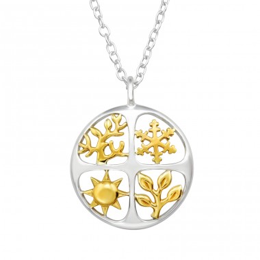 Four seasons - 925 Sterling Silver Necklace Without Stones A4S47653